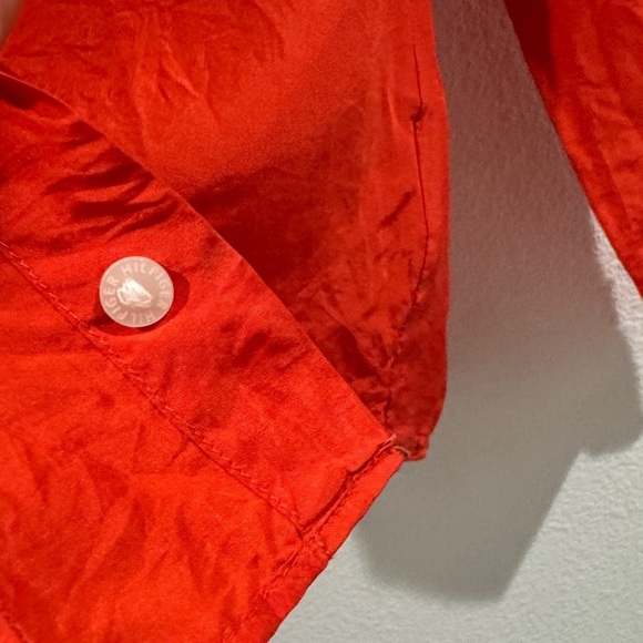 Tommy Hilfiger 100% Silk Burnt Orange Button Front Collared Blouse Shirt Size 4P - Picture 9 of 17